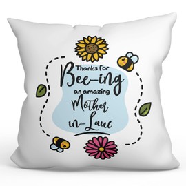 MUGFFINS MOTHER IN LAW Cushion Padding included - in English - Thanks For Beeing Amazing - Funny gift - Pillow: cover and filling 15.7x15.7 inches