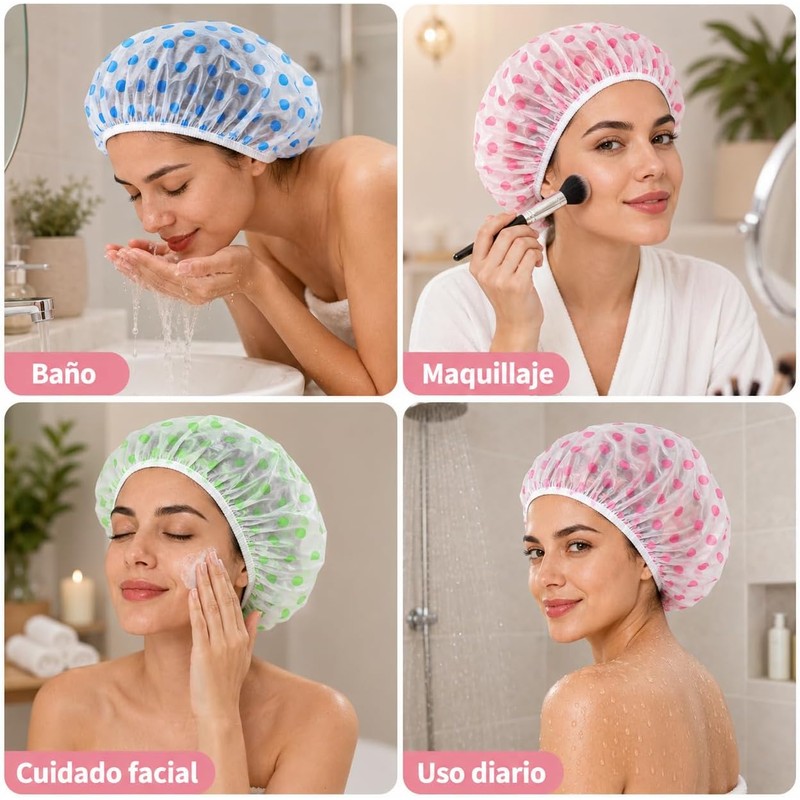 Janety Set 6 Gorros de Baño Impermeables para Mujer Protege