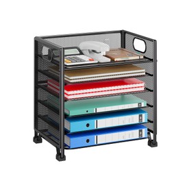 Simple Trending Organizador de papel de 6 niveles para escritorio, bandeja de cartas y soporte para archivos con asa, estante de documentos de escrito