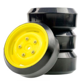 LAFEINA 4PCS 1: 10 RC Drift Wheel Tire Set, Hard Tyres Plastic Wheels for 1/10 RC On-Road Drifting Racing Car Parts (Yellow)