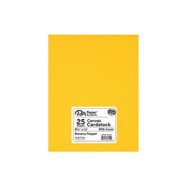 PA Paper Accents Canvas Cardstock 8.5" x 11" Banana Pepper, 80lb colored cardstock paper for card making, scrapbooking, printing, quilling and crafts, 25 piece pack