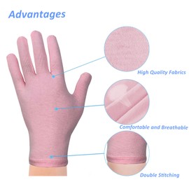 Donfri 2 Pairs of Cotton Gloves, Eczema, Work Gloves, Thin Protective Gloves, Moisturising Gloves for Dry Hands, Eczema, Beauty (Pink)