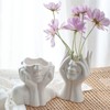 Joynisy White Ceramic Face Vase Set of 2, Female Form