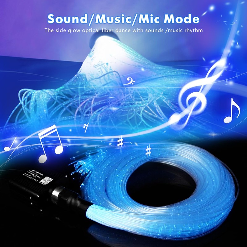 AZIMOM 50pcs 6.5ft Side Glow Fiber Optic Sensory Light for