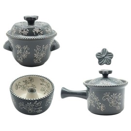 Temp-tations Mini Quick Cookers, Set-of-3, Single Servings (Floral Lace Gray)