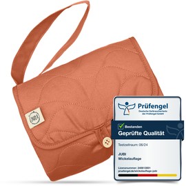 Jubi® Changing Mat Braun-Rust Made of Organic Cotton and ÖkoTex Polyester - Changing Mat for on the Go with Space for 4 Nappies & Wipes