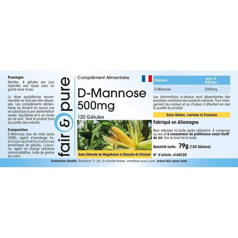 Fair & Pure® - D-Mannose 500mg - Vegan - 120