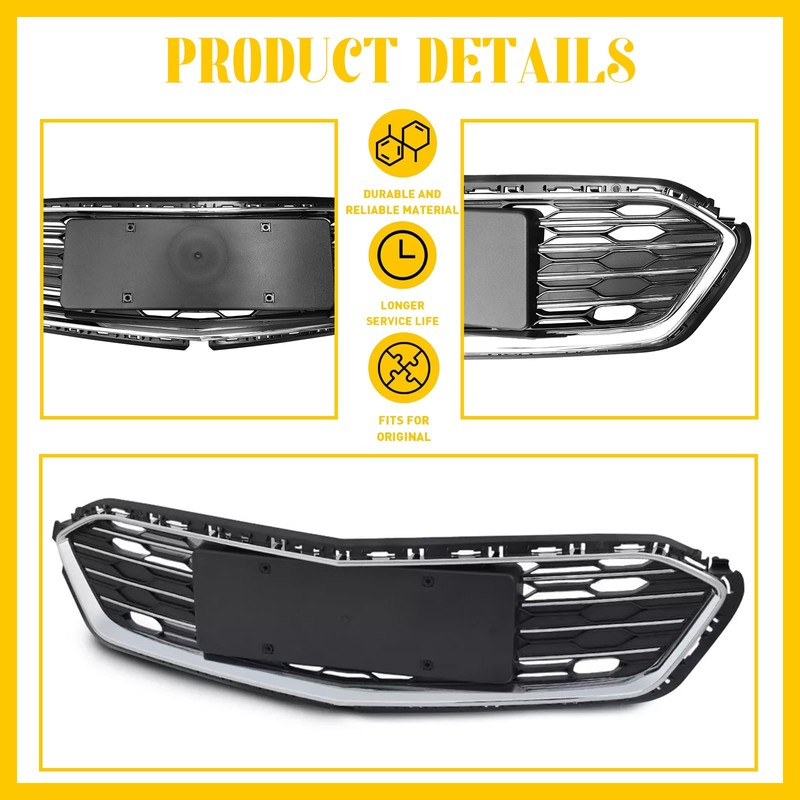 JHRISE Front Bumper Upper and Lower Honeycomb Mesh Grille For