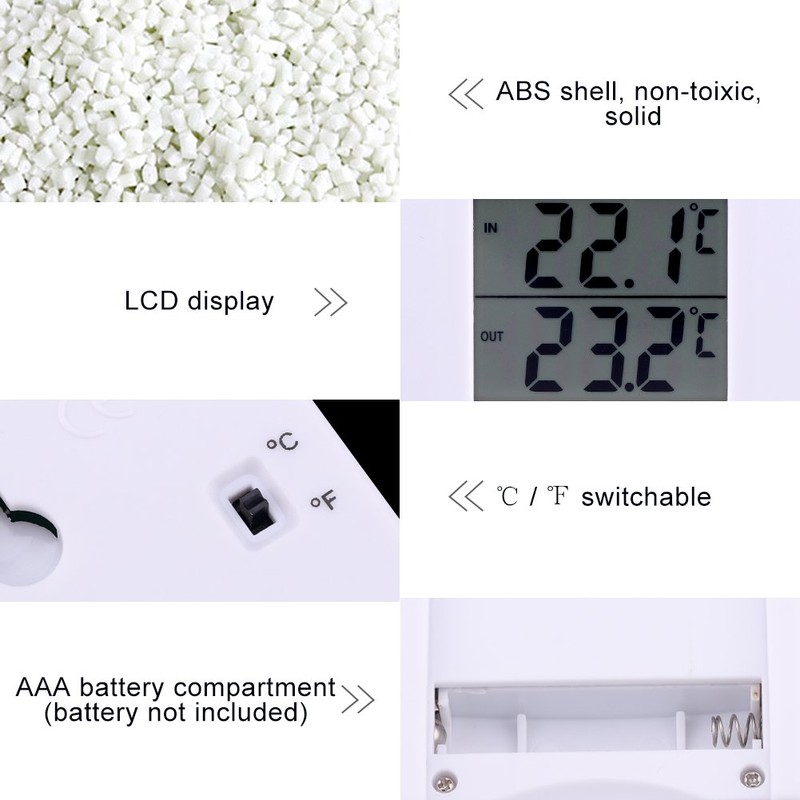 Fridge Thermometer, Freezer Thermometer High Precision LCD Digital LCD Display