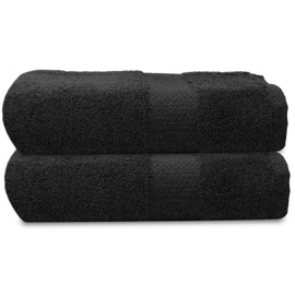 Towelogy® Premium Large Hand Towels Set 100% Combed Ring Spun Cotton Quick Dry & Super Absorbent Hotel Quality Multipurpose for Bathroom Spa Gym & Travel Size 50x85cm (Black Noir, Pack Of 2)