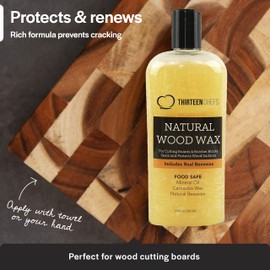 Cutting Board Wax and Conditioner with Food Grade Beeswax - Treat Wood Countertops, Butcher Blocks, Wooden Utensils and Bowls - Made in USA (12oz)