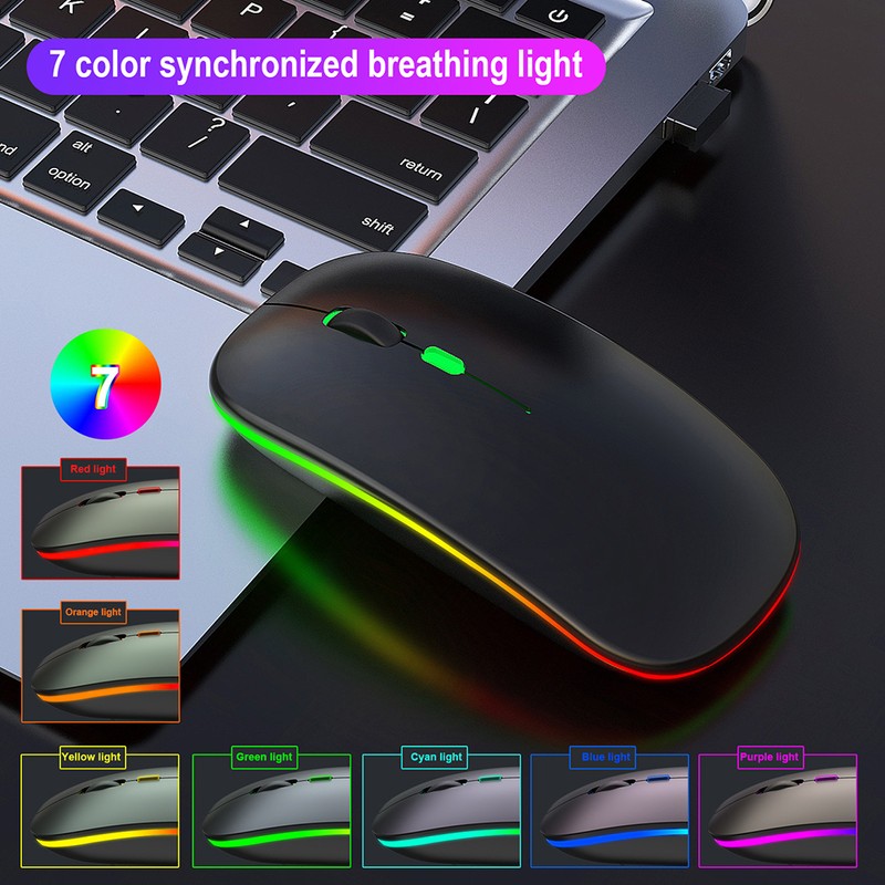 Wireless Mouse 2.4G Rechargeable USB Wireless Gaming Mouse with LED