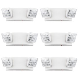 LIT-PaTH LED Emergency Lighting Fixtures with 2 LED Heads and Back Up Batteries- US Standard Exit Light, UL 924 and CEC Qualified, 120/277 Voltage, 6-Pack