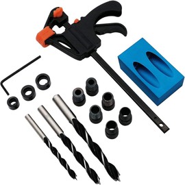 Shallho Pocket Hole Jig Kit 15 Degree Woodwork Guides Joint Angle Tool Carpentry Locator with Hole Attachment 6/8/10 mm Drill Dowel Screw Drill Jig Carpentry Kit Carpenters Pack of 15