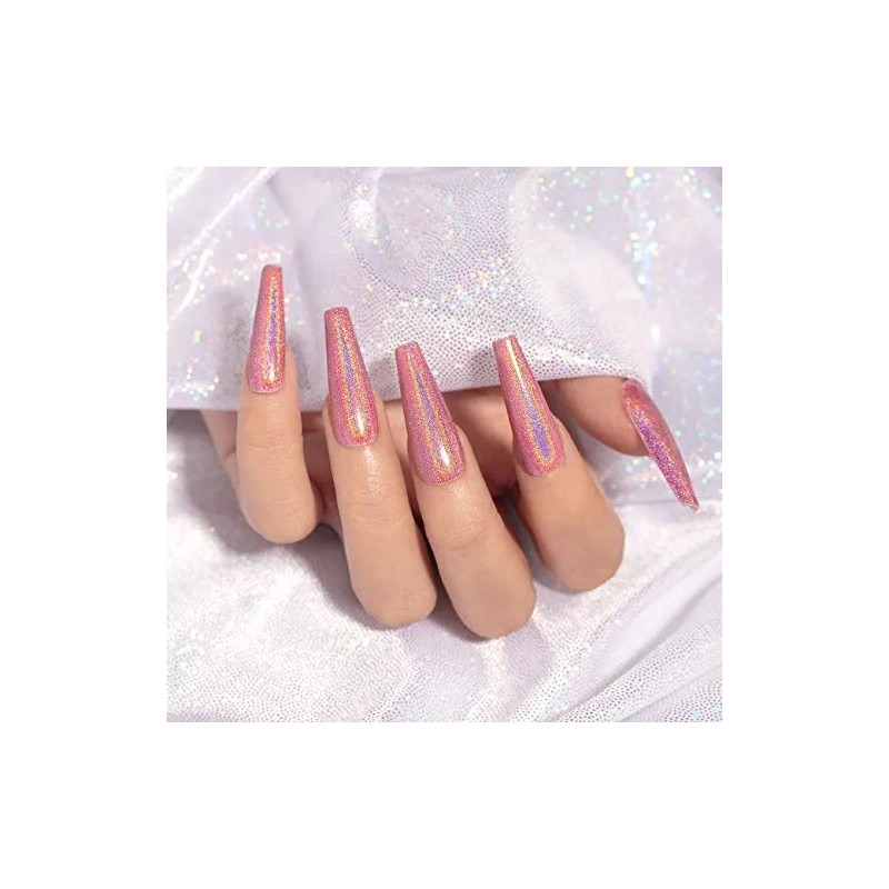 Rarjsm Esmalte De Gel Uñas Holograficas Oro Rosa Unicornio Sirena