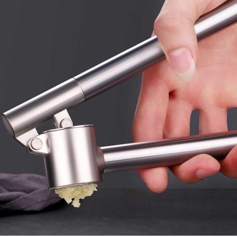 Garlic Press, Stainless Steel Garlic Mincer Removeable Insert Easy Clean