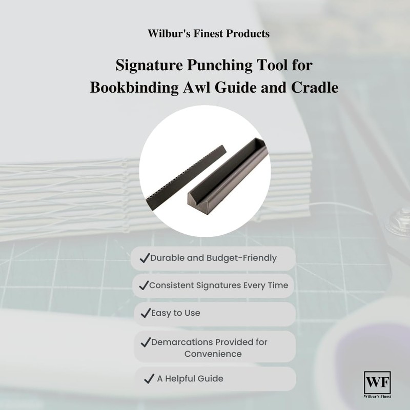 Signature Punching Tool for Bookbinding Awl Guide and Cradle (9