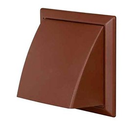Brown Cowled Grille Wall Vent 100mm / 4" Spigot, with Damper/Shutter/Non Return Flap