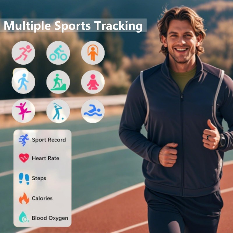Smart Ring Fitness Tracker with Sleep Analysis, IP68 Waterproof Activity