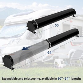 Touri RV Adjustable EZ Hose Carrier TR5094BK with Door Cap and Mounting Screws, 50''-94'', Black, 3 Mounting Tabs Included