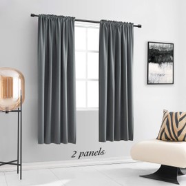DONREN Medium Gray Blackout Curtains for Bedroom - Room Darkening Thermal Insulated Rod Pocket Curtains for Kids Room(42 x 63 Inch Length,1 Pair)