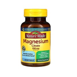 Nature Made High Absorption Magnesium Citrate, 3 PACK, 250 mg per serving, 60 softgels x 3
