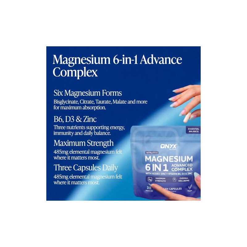 Magnesium 6-in-1 Complex 2320mg with B6, D3 & Zinc –