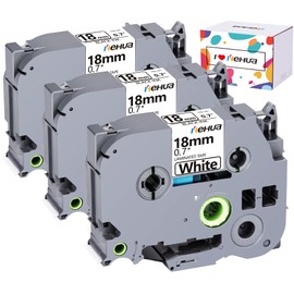 3 x hehua TZe-241 18 mm Label Tape Replacement for Brother P-touch Tapes Tze241 18 mm x 8 m Laminated Black on White, Compatible with PT-D450VP D400 E300VP E500VP P900W P950NW D600VP P750W PT-E560BTVP