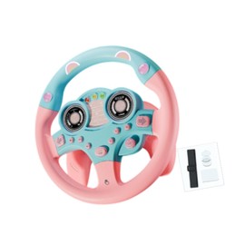 Oshhni Simulation Steering Wheel Kids Driving Simulator Toy Simulated Driving Controller, Pink