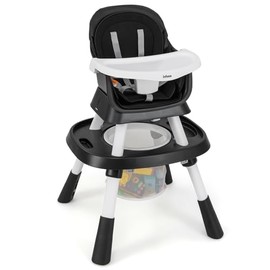 INFANS 9 in 1 High Chair, Convertible Baby Highchair for Babies and Toddlers, Table and Chair Set Building Block Infant Dining Booster Seat, Kids Stool with Activity Children Play Kitchen (Black)