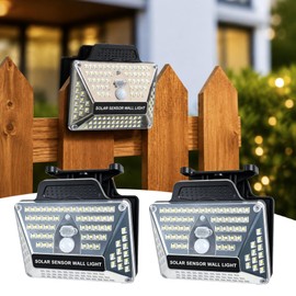 USB & Solar Powered Clip-on Lights, Waterproof 110 LEDs 600 LM Motion Sensor Outdoor Lights, 3 Lighting Modes, Easy to Install Solar Wall Lights for Fence, Deck, Patio & Porch (2-Pack)
