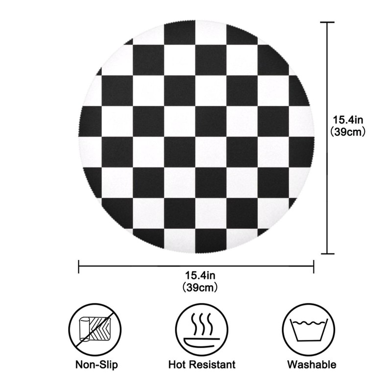 Bulletgxll Checkerboard Round Placemats Set of 6 Washable Table Mats