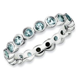 Stackable Expressions Sterling Silver Aquamarine Stackable Ring Size 9