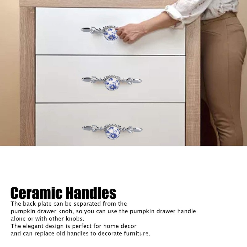 CHEOTIME 2Pcs Ceramic Handle, Simple Style Cabinet Handle Hand Painted