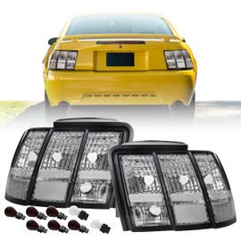 USR 99-04 Mustang Tail Light – CLEAR Tail Lamps (Left + Right) Pair - Compatible with 1999-2004 Ford Mustang All Models Stang - Will Not Fit Cobra (ALL CLEAR TAIL LIGHTS w/COLOR INCANDESCENT BULBS)