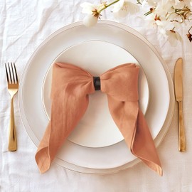 L Linen World 100% Linen Napkins 20x20Inch Set of 4,Cloth Napkins Dinner Napkins,Stone Washed Natural French Flax Napkins for Weddings,Decorative Easter,Mother's Day(Peach)