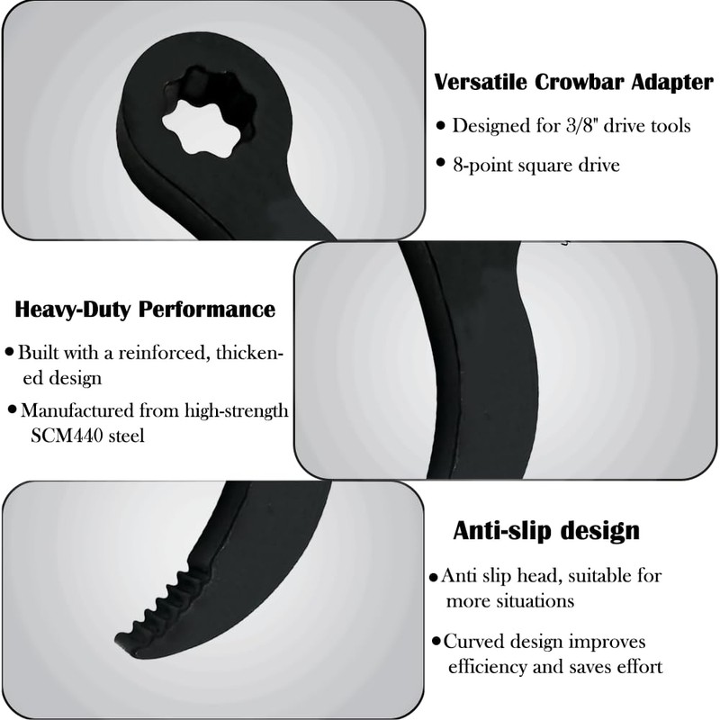 Agamino 2PCS Pry Bar Wrench Adaptor Head, Crowbar Adapter Head