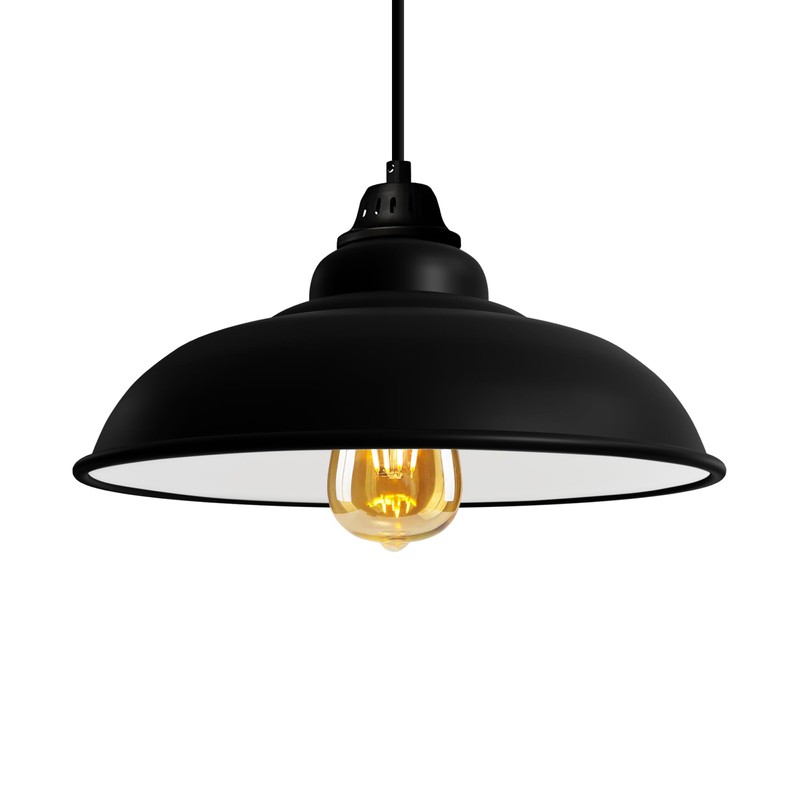 DC VOLTAGE Metal Ceiling Lamp Shade Black Inner White 32cm