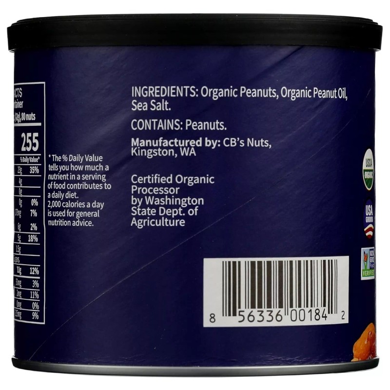 Cb`s Nuts Organic Kettle Roasted Sea Salt Peanuts 14 oz