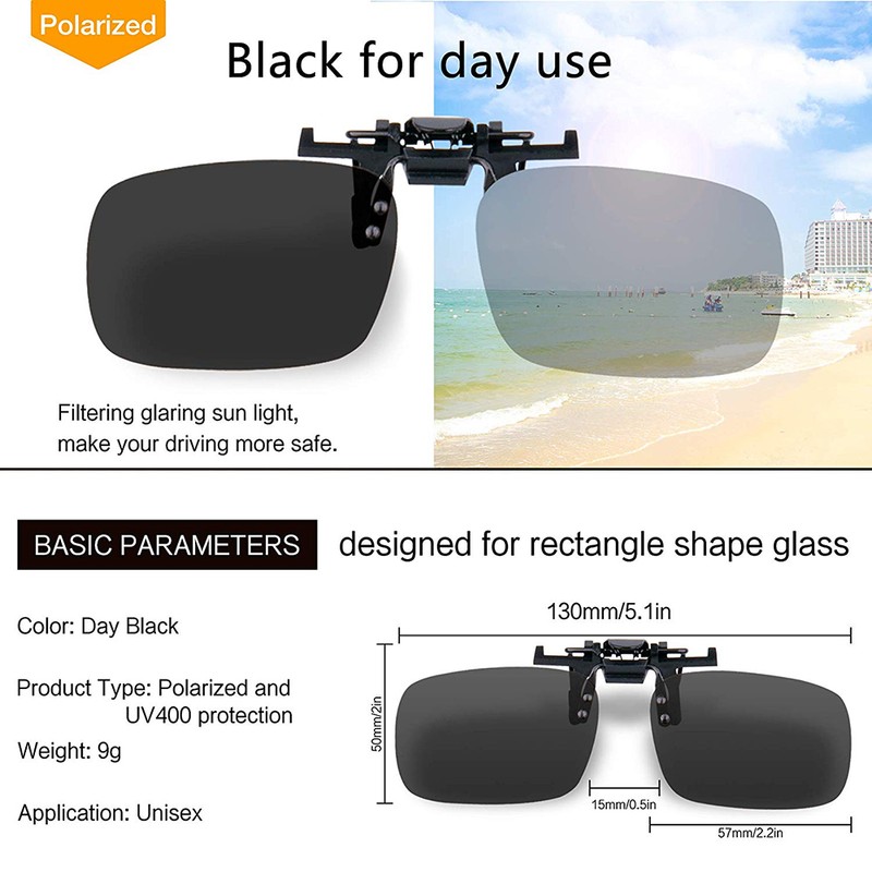 2 Pcs Outdoor Sunglasses Clip On Polarized Sun Glasses Driving