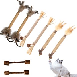 Kamanda Cat Toys, 8Pcs Silvervine Cat Toy, Silvervine Sticks Cat Toys for Indoor Cats, Cat Kitten Chew Toys for Aggressive Chewers, Cat Dental Toy for Kitten Teeth Cleaning, Matatabi for Cats