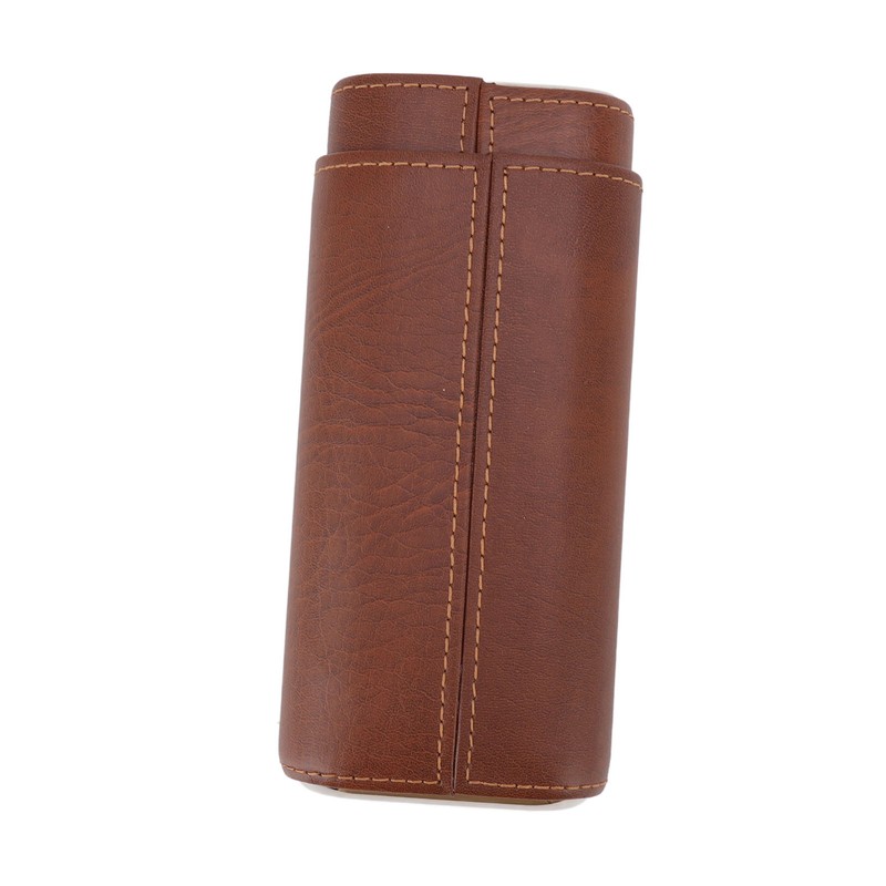 3 Finger Cigar Case Leather Cedarwood Lining Travel Portable Cigar