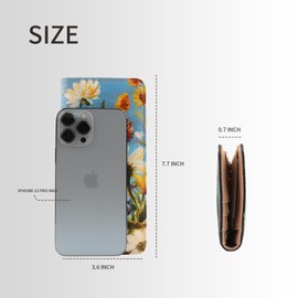 ANFUMAN Rfid Slim Wallet for Womens Thin Card Holder Travel Wallet Bifold Clutch Long Ladies Billfold, sky flower, small, Compact