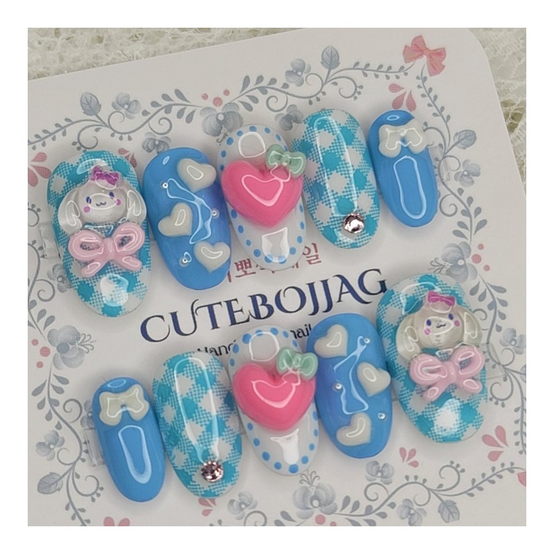 Mongsil Character Handmade Nail Tips - Oval S / 몽실