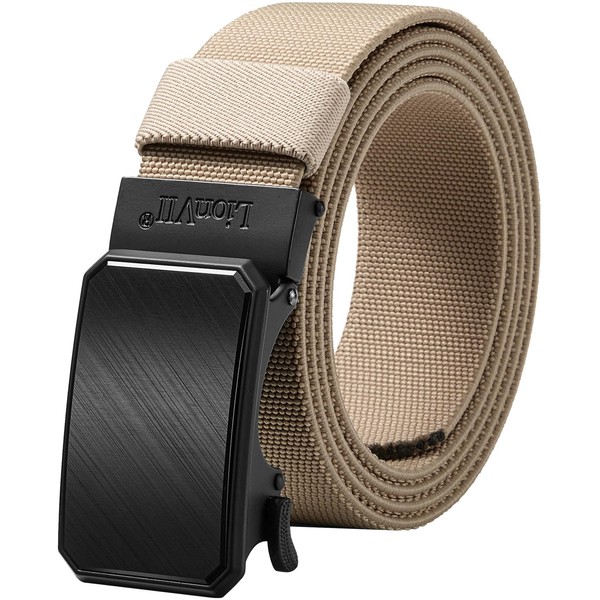 LionVII Men's Stretch Ratchet Belt, Elastic Slide Belt for Men
