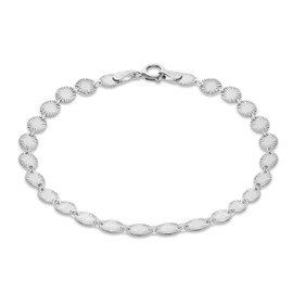 Tuscany Silver Women's Bracelet Sterling Silver Patterned Oval Disc 19 cm / 7.5 Inches, Silver, no stone