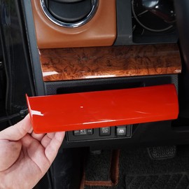 YUECHI Car Center Console Co-Pilot Instrument Panel Decorative Cover Compatible with Toyota Tundra 2014-2021 Center Console Instrument Decorative Strip Accessories (Red Central Control Trim)