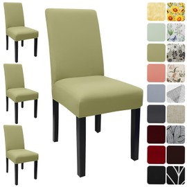 Keyroal Dining Room Chair Covers Set of 4, Stretch Solid Color Parsons Chair Slipcovers Spandex Removable Washable Kitchen Chair Protector Cover for Dining Room, Hotel, Ceremony(Sage Green)