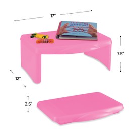 HearthSong Kids’ Portable Folding Lap Desk with Large Storage Activity Tray, 17"L x 12"W x 7½"H, Pink
