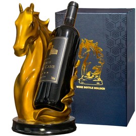 YINGAVERSAI Wine Bottle Holder Wine Racks Tabletop Horse Statue as Home Kitchen Wine Cellar Decorative Storage Organizer, Horse Sculpture Horse Decor Horse Gifts for Girls Men Women (Gold)
